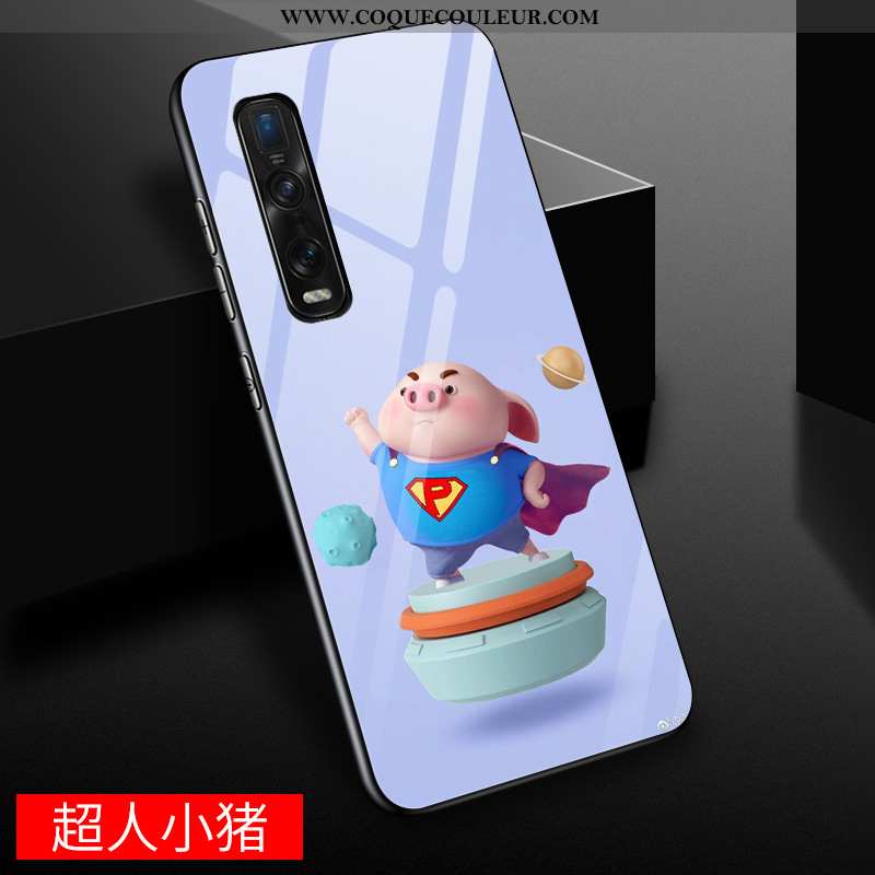 Coque Oppo Find X2 Pro Dessin Animé Verre Coque, Housse Oppo Find X2 Pro Charmant Miroir Jaune