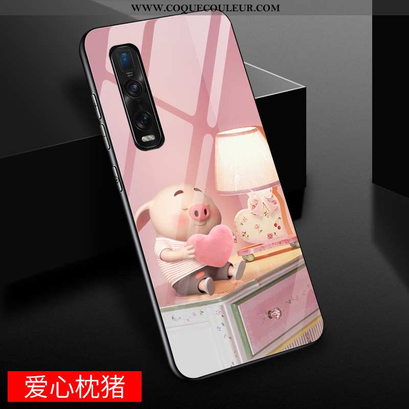 Coque Oppo Find X2 Pro Dessin Animé Verre Coque, Housse Oppo Find X2 Pro Charmant Miroir Jaune