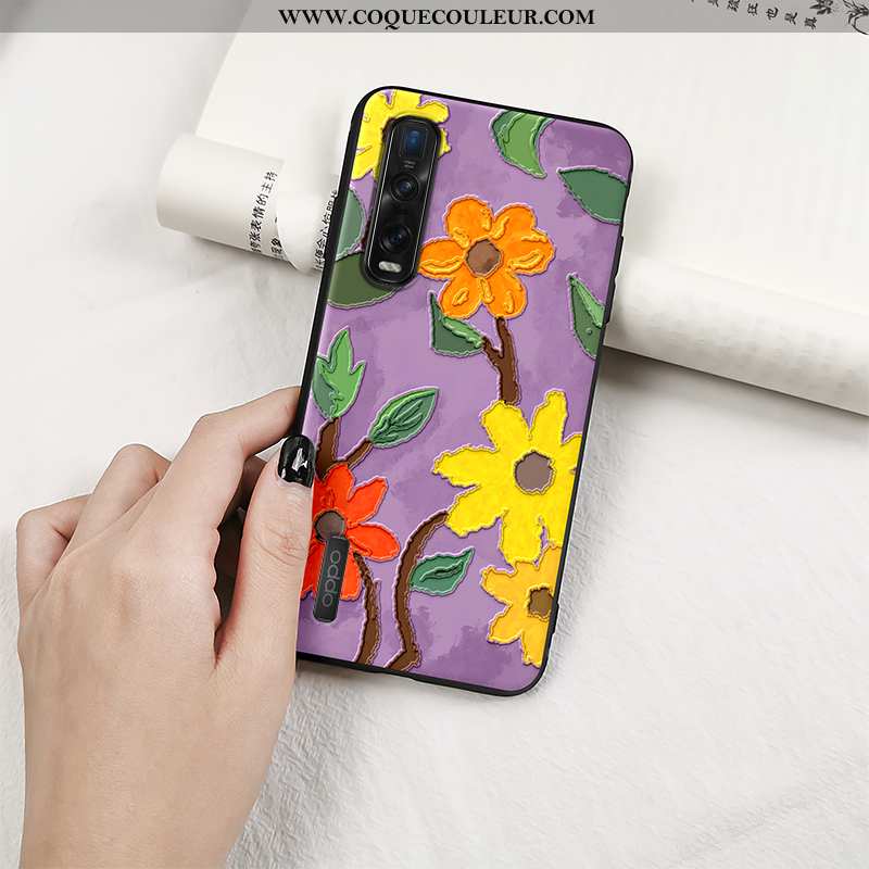 Coque Oppo Find X2 Pro Gaufrage Étui Incassable, Housse Oppo Find X2 Pro Vintage Tout Compris Violet