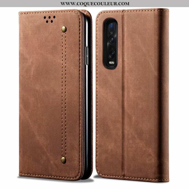 Housse Oppo Find X2 Pro Cuir Coque Tout Compris, Étui Oppo Find X2 Pro Protection Business Khaki