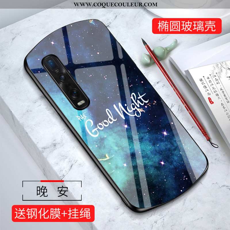 Étui Oppo Find X2 Pro Dessin Animé Coque Étui, Oppo Find X2 Pro Charmant Verre Verte