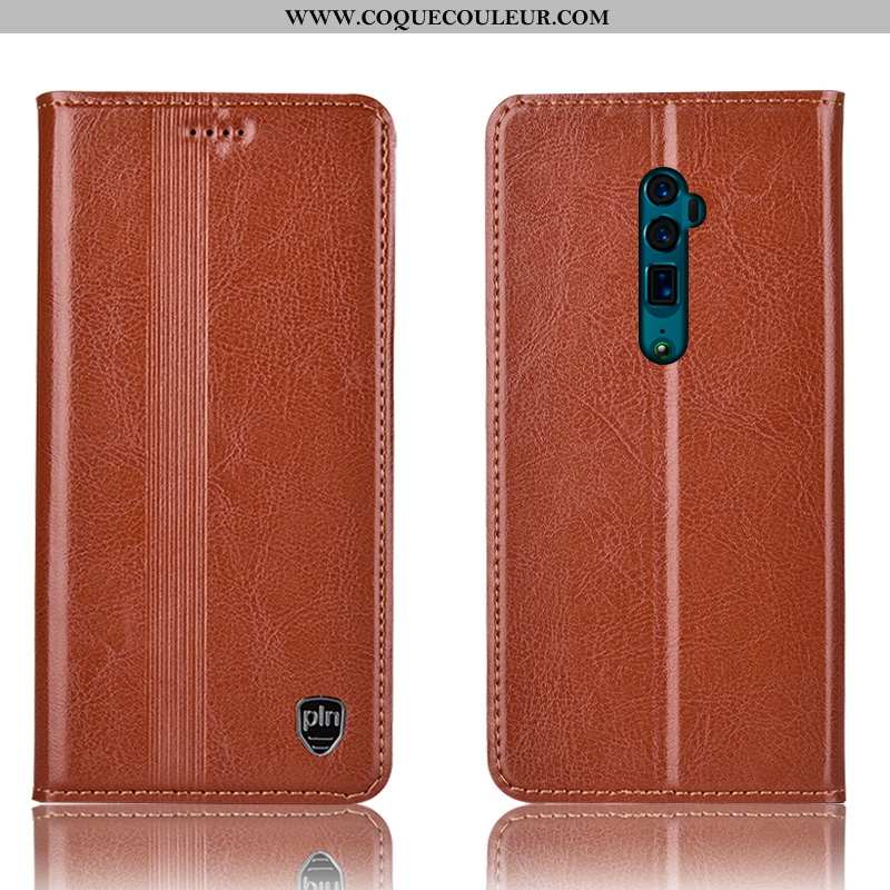 Coque Oppo Reno 10x Zoom Cuir Véritable Rouge, Housse Oppo Reno 10x Zoom Protection Tout Compris Rou