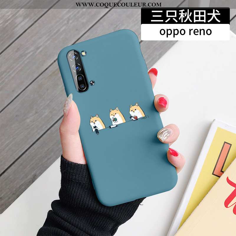 Housse Oppo Reno 3 Fluide Doux Étui Simple, Oppo Reno 3 Silicone Incassable Bleu Foncé