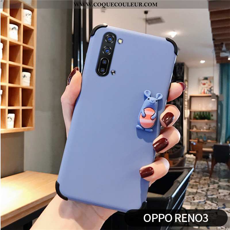 Housse Oppo Reno 3 Protection Coque Modèle Fleurie, Étui Oppo Reno 3 Personnalité Bleu