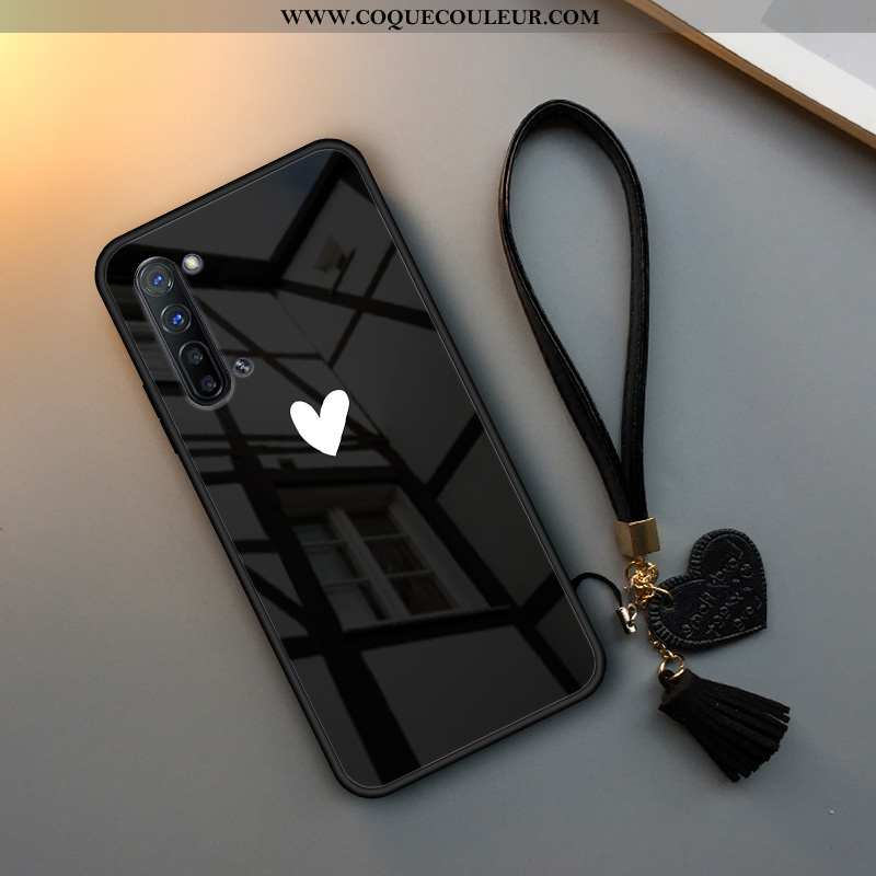 Coque Oppo Reno 3 Verre Simple Incassable, Housse Oppo Reno 3 Tendance Téléphone Portable Noir