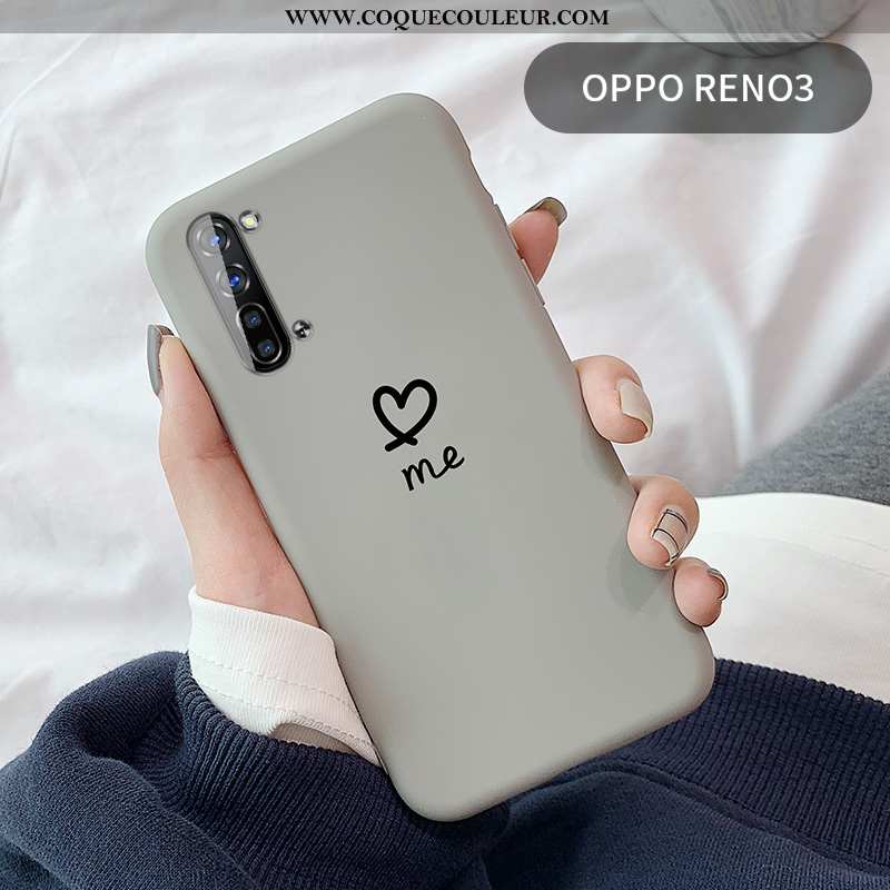 Étui Oppo Reno 3 Silicone Amour Étui, Coque Oppo Reno 3 Protection Gris