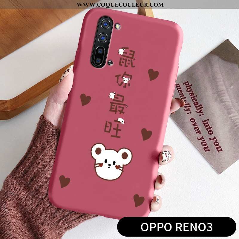 Housse Oppo Reno 3 Fluide Doux Légère Incassable, Étui Oppo Reno 3 Silicone Protection Rouge