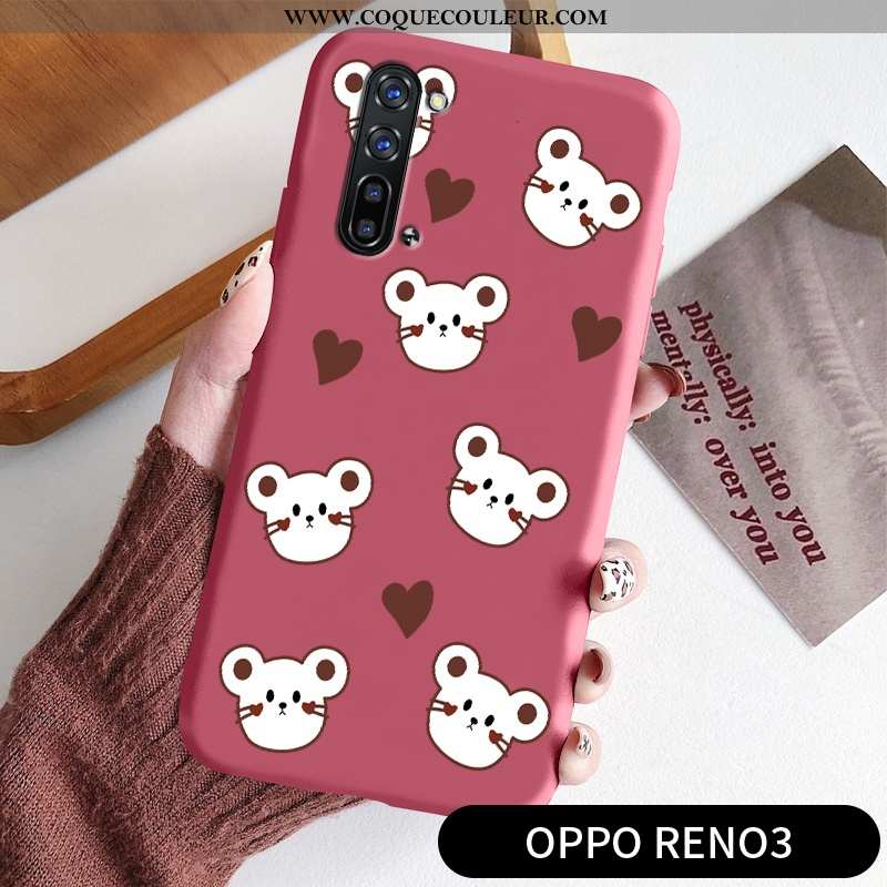 Housse Oppo Reno 3 Fluide Doux Légère Incassable, Étui Oppo Reno 3 Silicone Protection Rouge