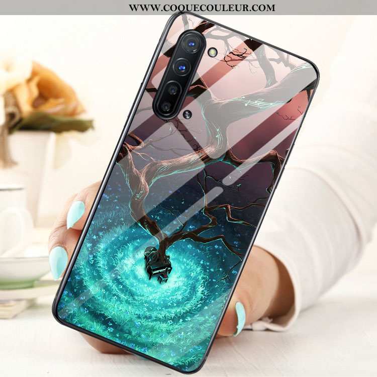 Coque Oppo Reno 3 Verre Étui Coque, Housse Oppo Reno 3 Bleu Téléphone Portable