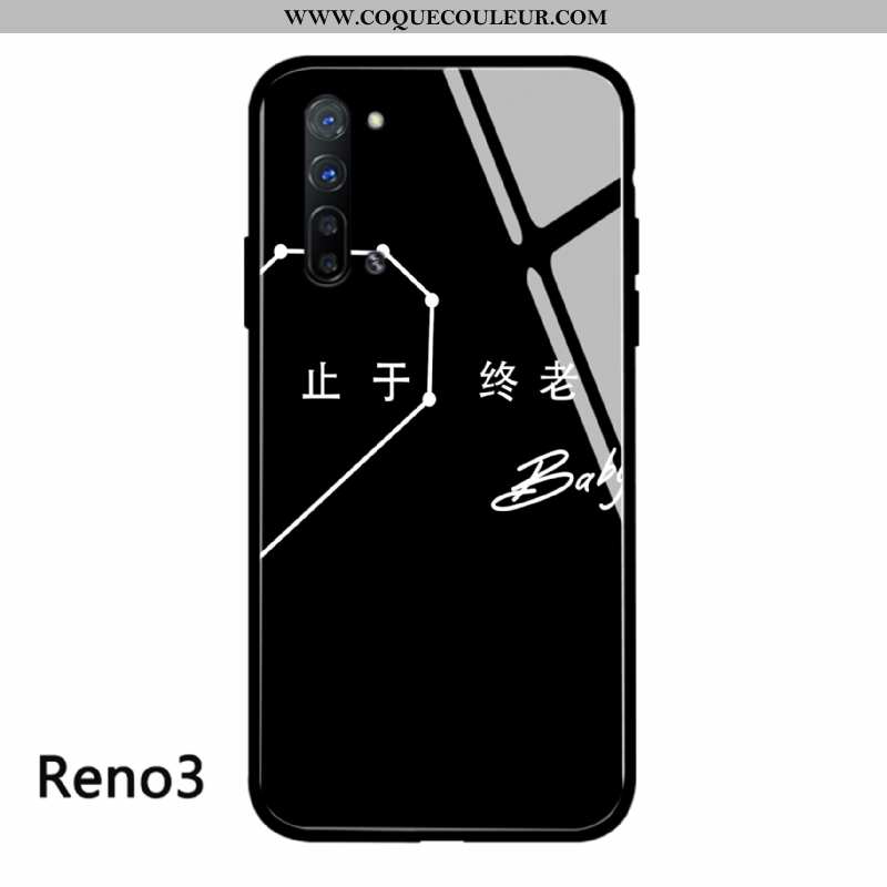 Étui Oppo Reno 3 Protection Art, Coque Oppo Reno 3 Verre Amoureux Blanche