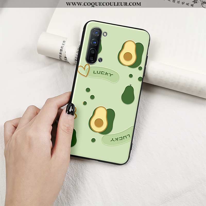 Étui Oppo Reno 3 Gaufrage Fluide Doux Silicone, Coque Oppo Reno 3 Tendance Protection Verte