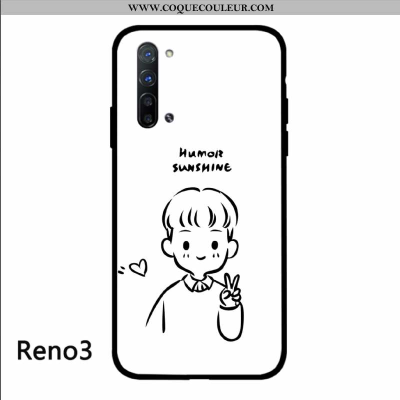 Étui Oppo Reno 3 Créatif Verre Art, Coque Oppo Reno 3 Protection Blanc Blanche