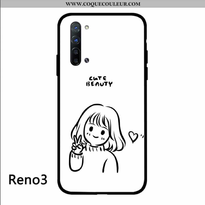 Étui Oppo Reno 3 Créatif Verre Art, Coque Oppo Reno 3 Protection Blanc Blanche