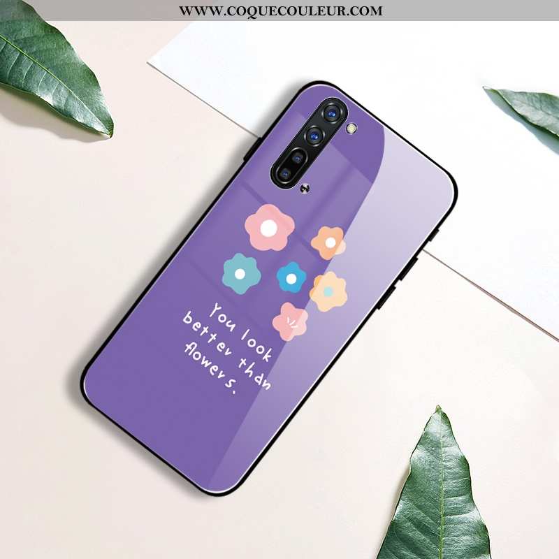 Housse Oppo Reno 3 Personnalité Simple Étui, Étui Oppo Reno 3 Créatif Fleur Violet