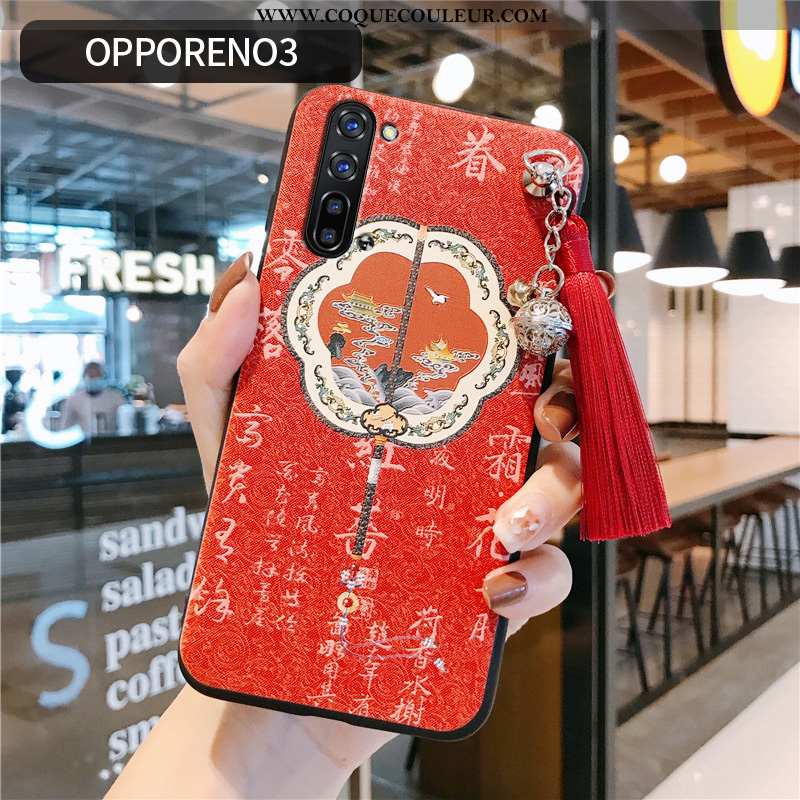 Housse Oppo Reno 3 Protection Fluide Doux Téléphone Portable, Étui Oppo Reno 3 Personnalité Rouge