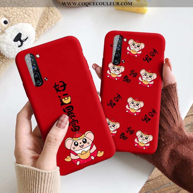 Coque Oppo Reno 3 Silicone Rouge Fluide Doux, Housse Oppo Reno 3 Protection Dessin Animé