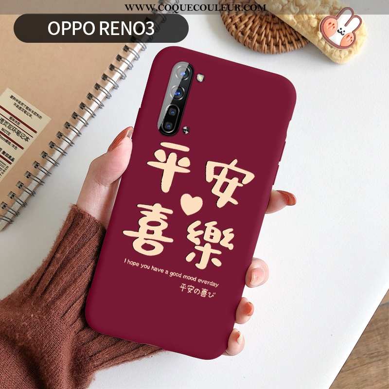 Housse Oppo Reno 3 Délavé En Daim Silicone Nouveau, Étui Oppo Reno 3 Personnalité Tout Compris Rouge