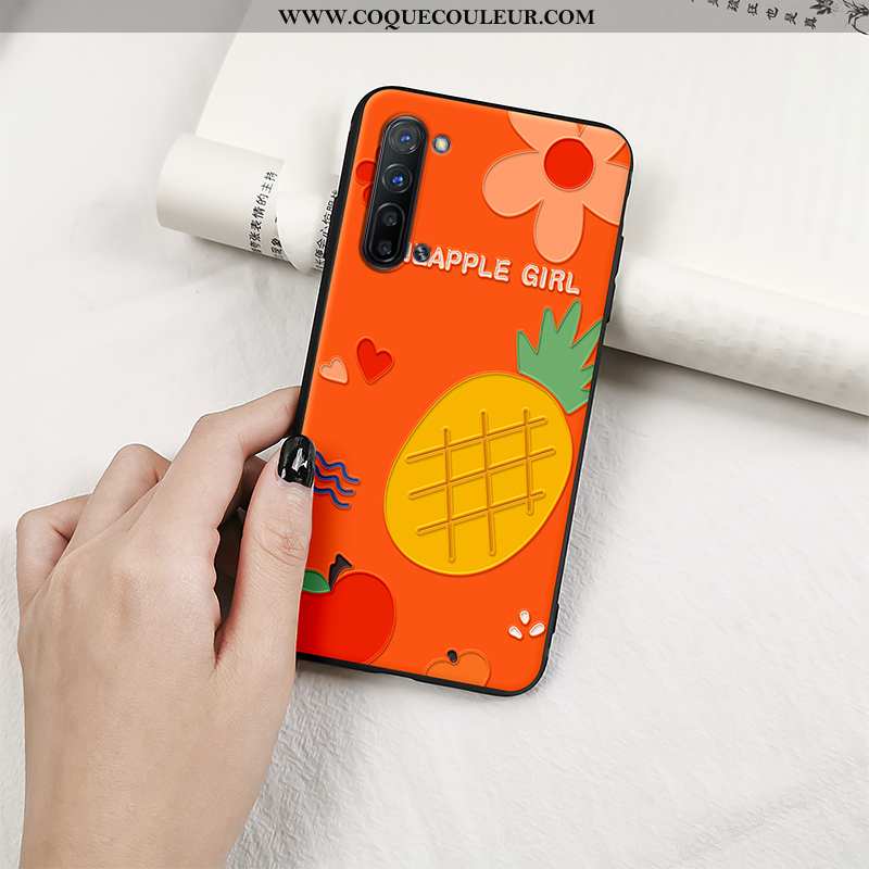 Étui Oppo Reno 3 Protection Tout Compris Silicone, Coque Oppo Reno 3 Gaufrage Fluide Doux Orange