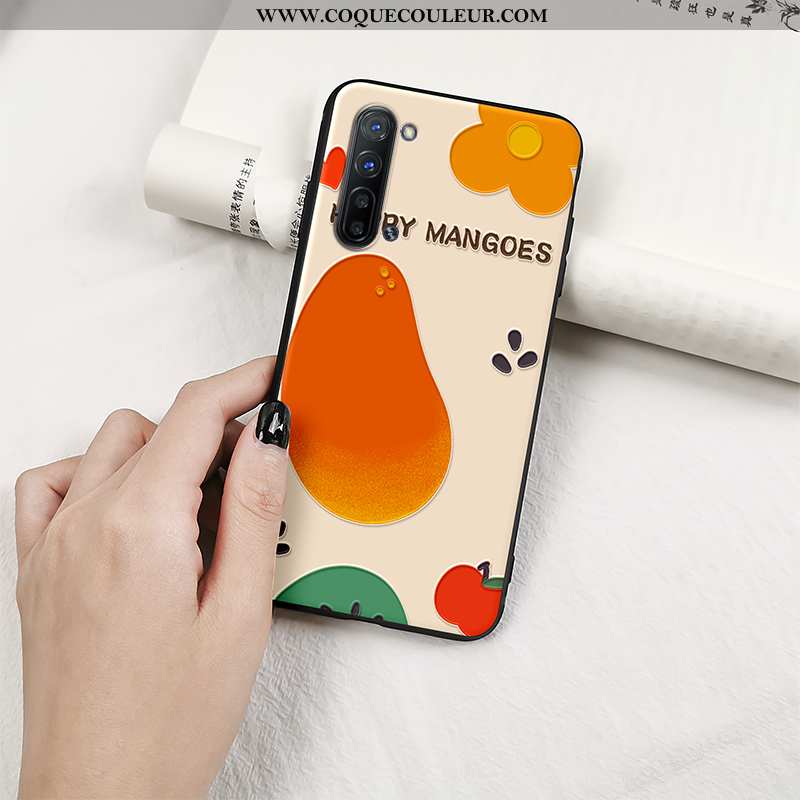 Étui Oppo Reno 3 Protection Tout Compris Silicone, Coque Oppo Reno 3 Gaufrage Fluide Doux Orange