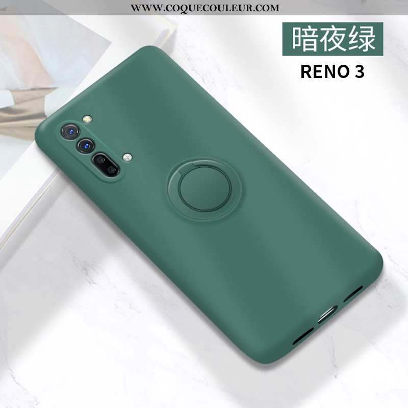 Coque Oppo Reno 3 Fluide Doux Tendance Étui, Housse Oppo Reno 3 Silicone Tout Compris Verte