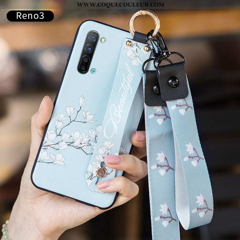 Étui Oppo Reno 3 Personnalité Incassable, Coque Oppo Reno 3 Créatif Protection Bleu