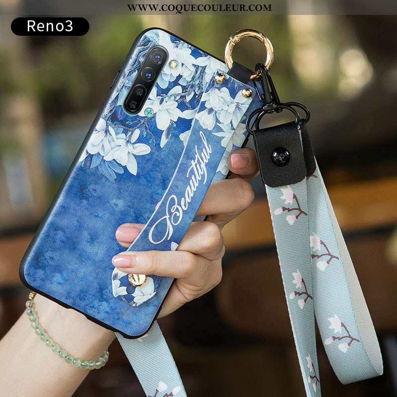 Étui Oppo Reno 3 Personnalité Incassable, Coque Oppo Reno 3 Créatif Protection Bleu