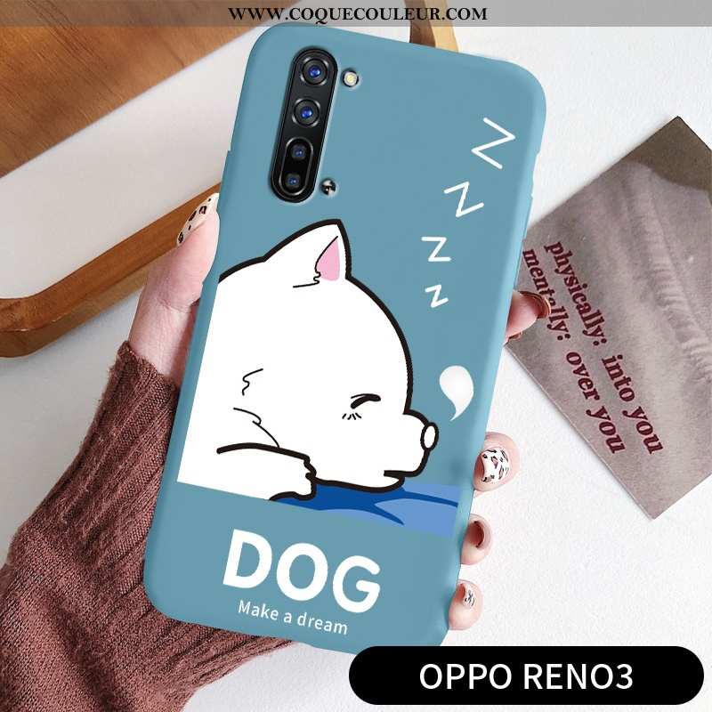 Coque Oppo Reno 3 Créatif Chat Étui, Housse Oppo Reno 3 Dessin Animé Net Rouge Rose