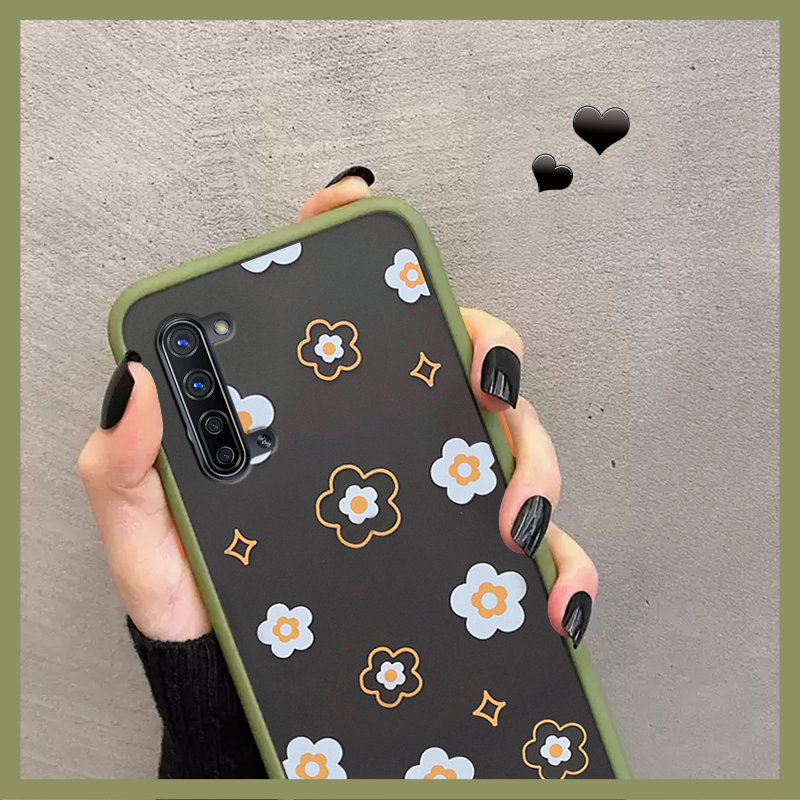 Coque Oppo Reno 3 Délavé En Daim Étui Incassable, Housse Oppo Reno 3 Créatif Fleurs Verte