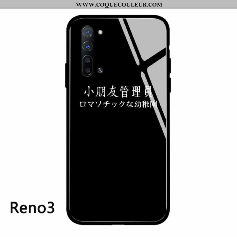 Coque Oppo Reno 3 Protection Personnalité Petit, Housse Oppo Reno 3 Verre Étui Noir