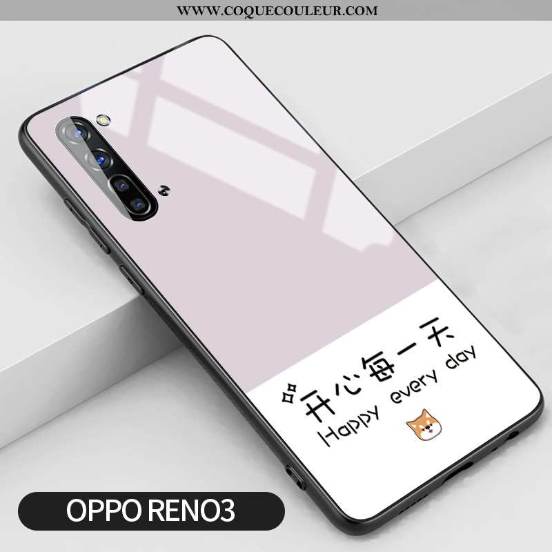 Housse Oppo Reno 3 Créatif Coque Rose, Étui Oppo Reno 3 Tendance Petit Rose