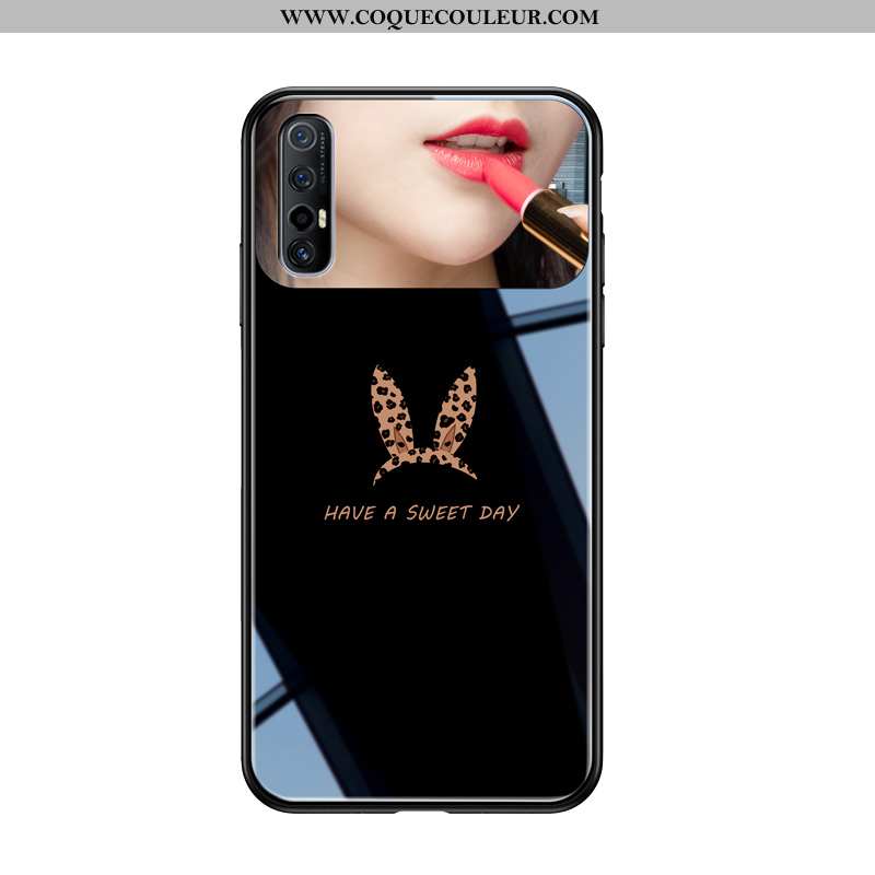 Étui Oppo Reno 3 Pro Modèle Fleurie Verre Miroir, Coque Oppo Reno 3 Pro Fluide Doux Des Oreilles De 