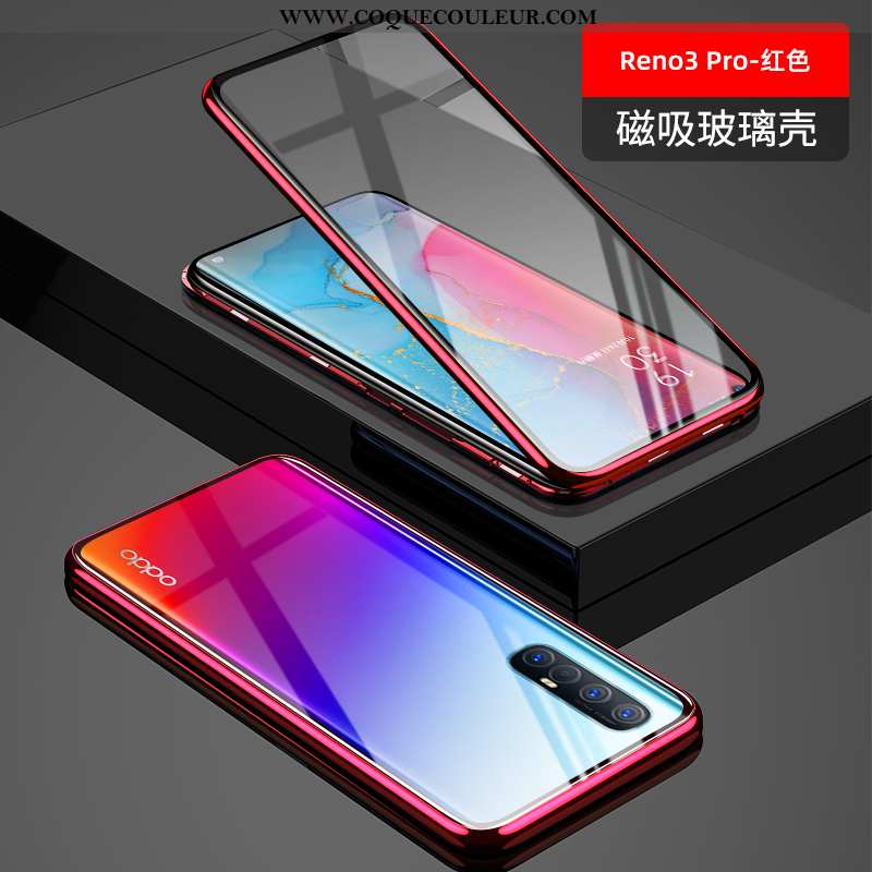 Housse Oppo Reno 3 Pro Verre Téléphone Portable Légère, Étui Oppo Reno 3 Pro Transparent Nouveau Rou