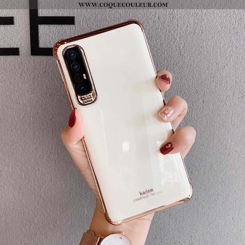 Étui Oppo Reno 3 Pro Silicone Fluide Doux Blanc, Coque Oppo Reno 3 Pro Luxe Bovins Blanche