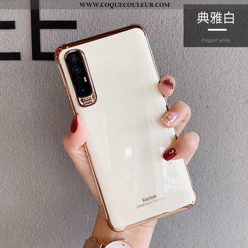 Étui Oppo Reno 3 Pro Silicone Fluide Doux Blanc, Coque Oppo Reno 3 Pro Luxe Bovins Blanche