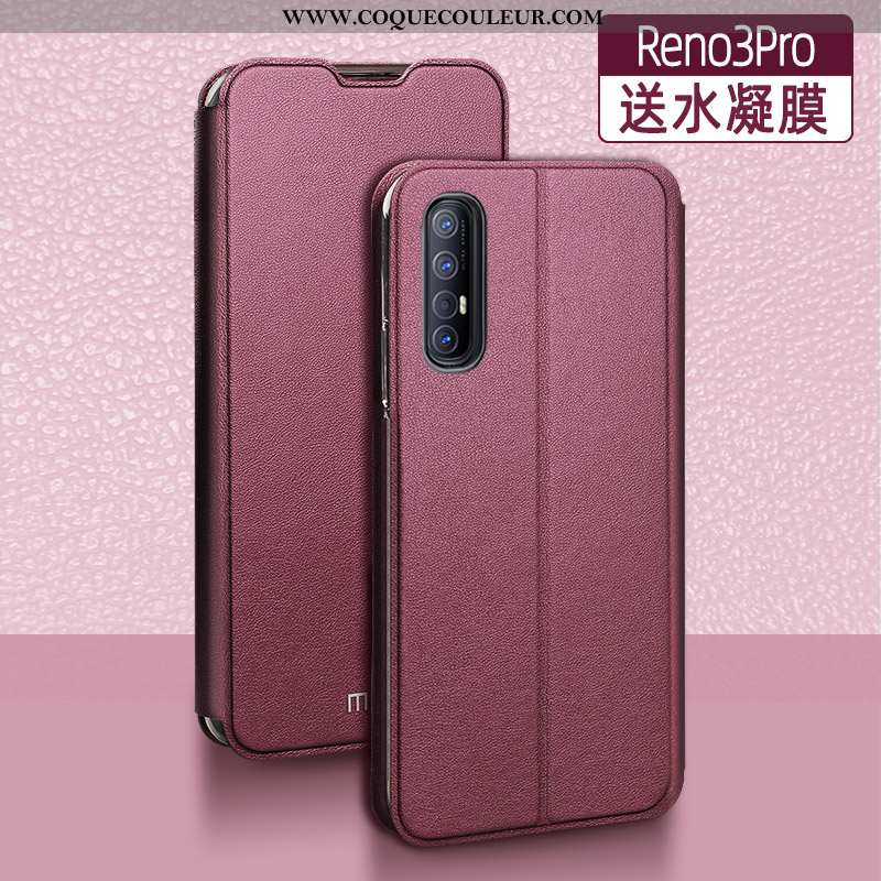 Coque Oppo Reno 3 Pro Protection Incassable Étui, Housse Oppo Reno 3 Pro Cuir Téléphone Portable Noi