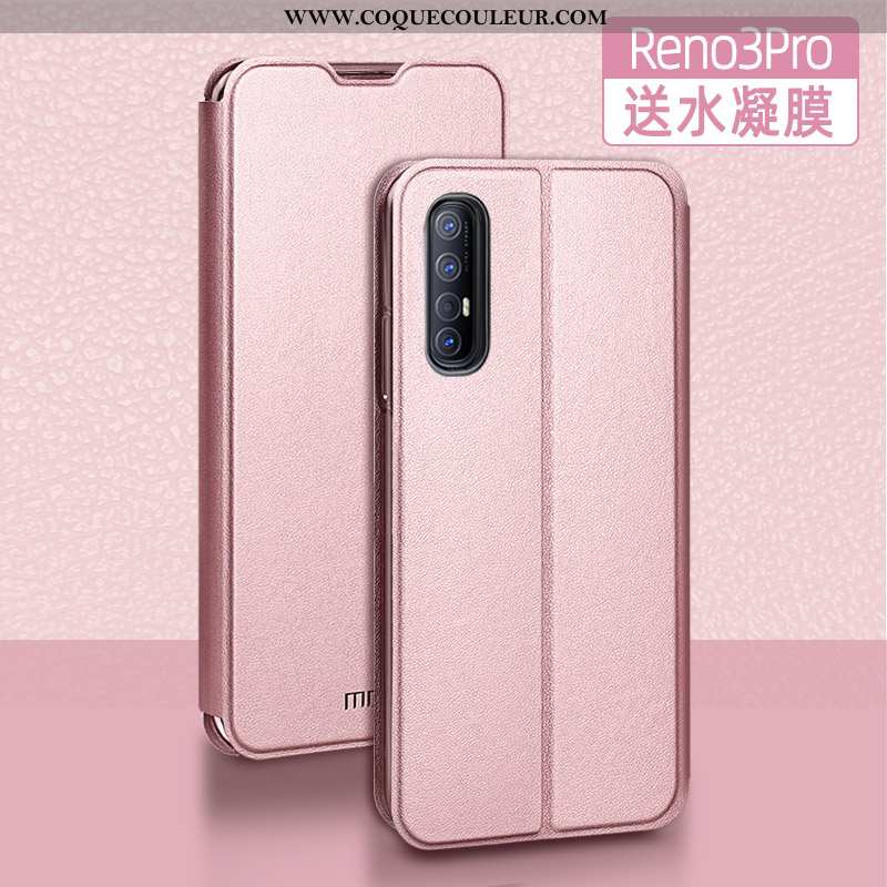 Coque Oppo Reno 3 Pro Protection Incassable Étui, Housse Oppo Reno 3 Pro Cuir Téléphone Portable Noi