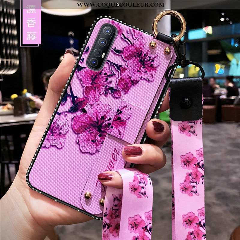 Étui Oppo Reno 3 Pro Fluide Doux Fleurs Frais, Coque Oppo Reno 3 Pro Silicone Protection Violet