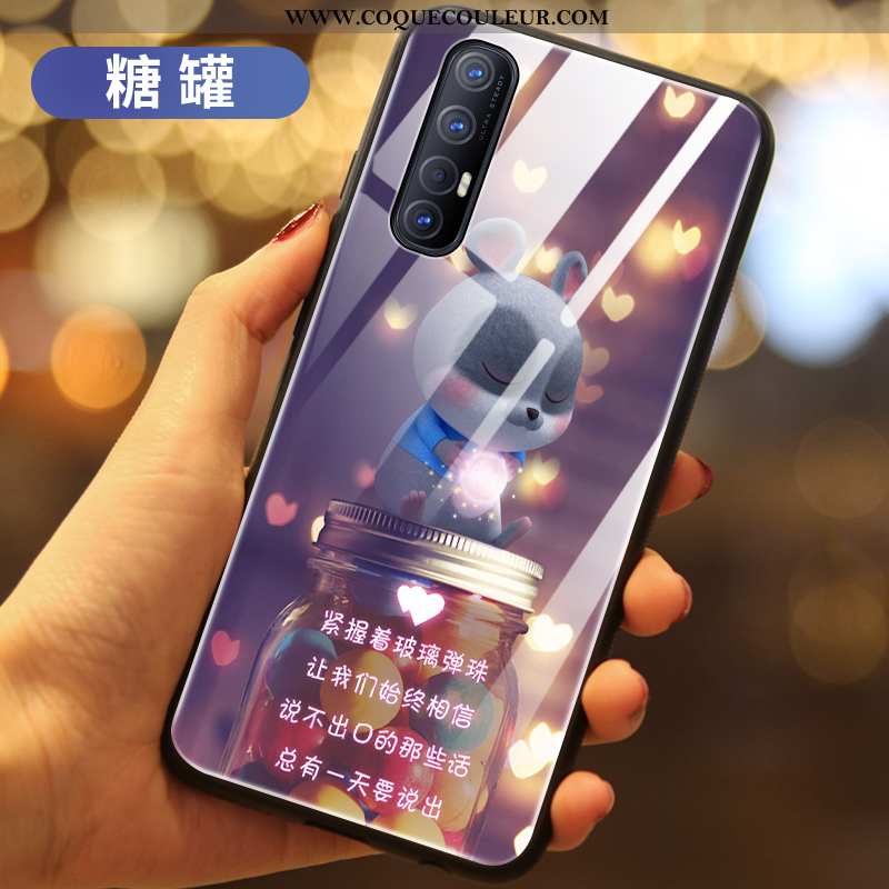 Étui Oppo Reno 3 Pro Verre Rat Coque, Coque Oppo Reno 3 Pro Protection Téléphone Portable Bleu