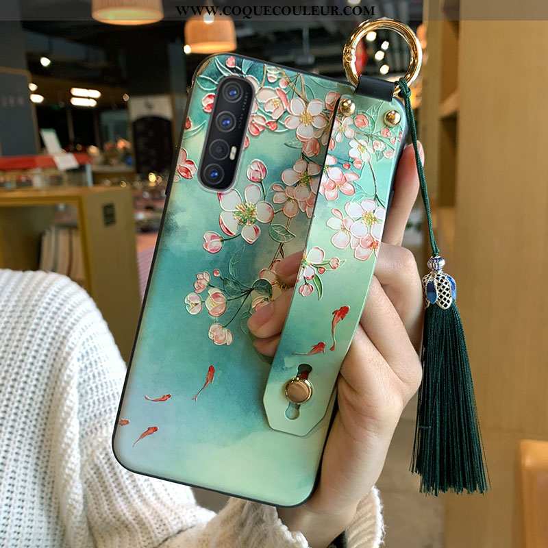 Coque Oppo Reno 3 Pro Fluide Doux À Franges Téléphone Portable, Housse Oppo Reno 3 Pro Vert Vent Ver