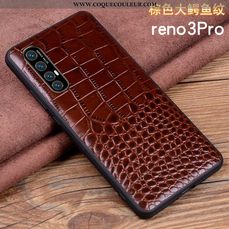 Coque Oppo Reno 3 Pro Cuir Véritable Tout Compris Business, Housse Oppo Reno 3 Pro Légère Protection