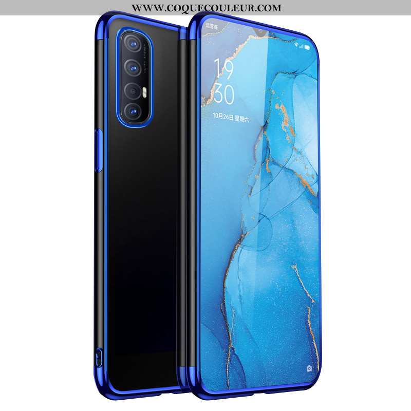 Étui Oppo Reno 3 Pro Transparent Incassable Bleu, Coque Oppo Reno 3 Pro Silicone Bleu