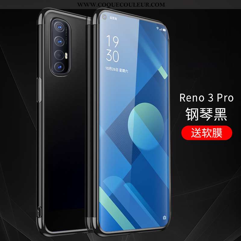 Étui Oppo Reno 3 Pro Transparent Incassable Bleu, Coque Oppo Reno 3 Pro Silicone Bleu