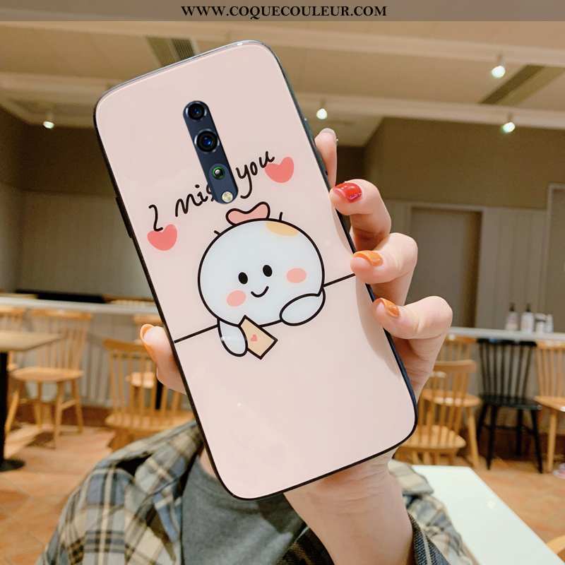 Coque Oppo Reno Z Verre Nouveau Protection, Housse Oppo Reno Z Créatif Rose