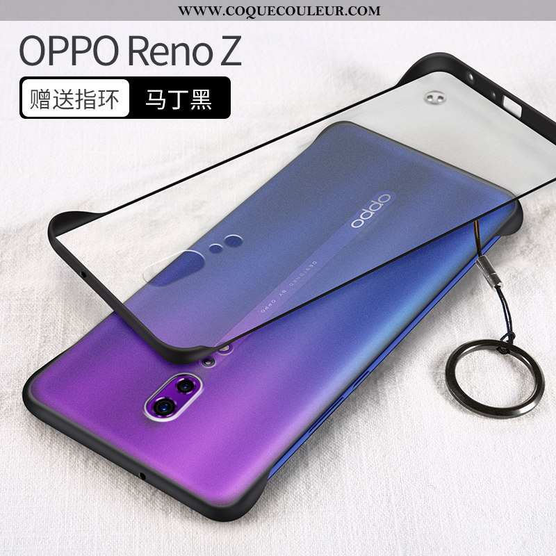 Housse Oppo Reno Z Protection Délavé En Daim Incassable, Étui Oppo Reno Z Transparent Net Rouge Jaun