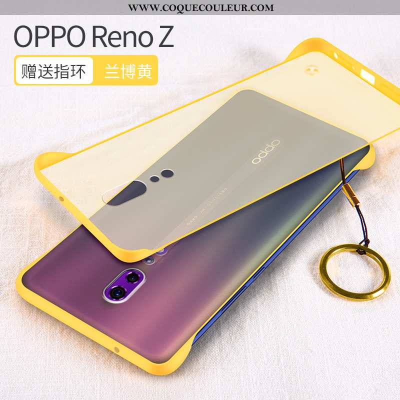 Housse Oppo Reno Z Protection Délavé En Daim Incassable, Étui Oppo Reno Z Transparent Net Rouge Jaun