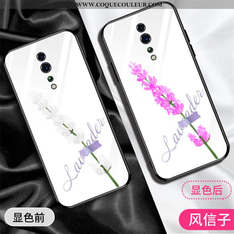 Housse Oppo Reno Z Protection Téléphone Portable Coque, Étui Oppo Reno Z Verre Fleur Blanche