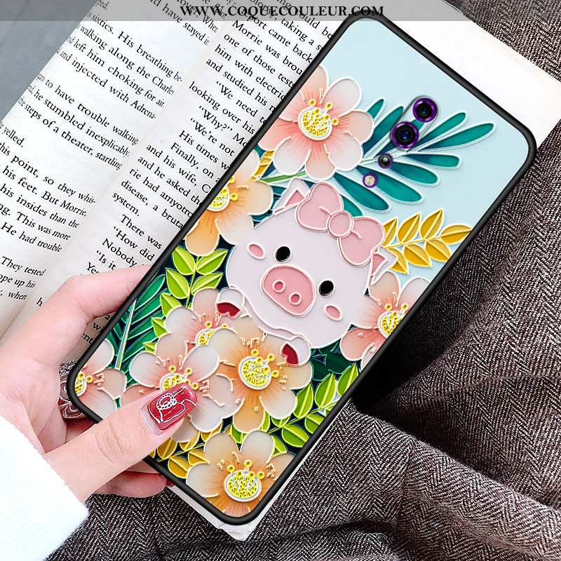 Coque Oppo Reno Z Personnalité Étoile Peinture, Housse Oppo Reno Z Gaufrage Petit Noir