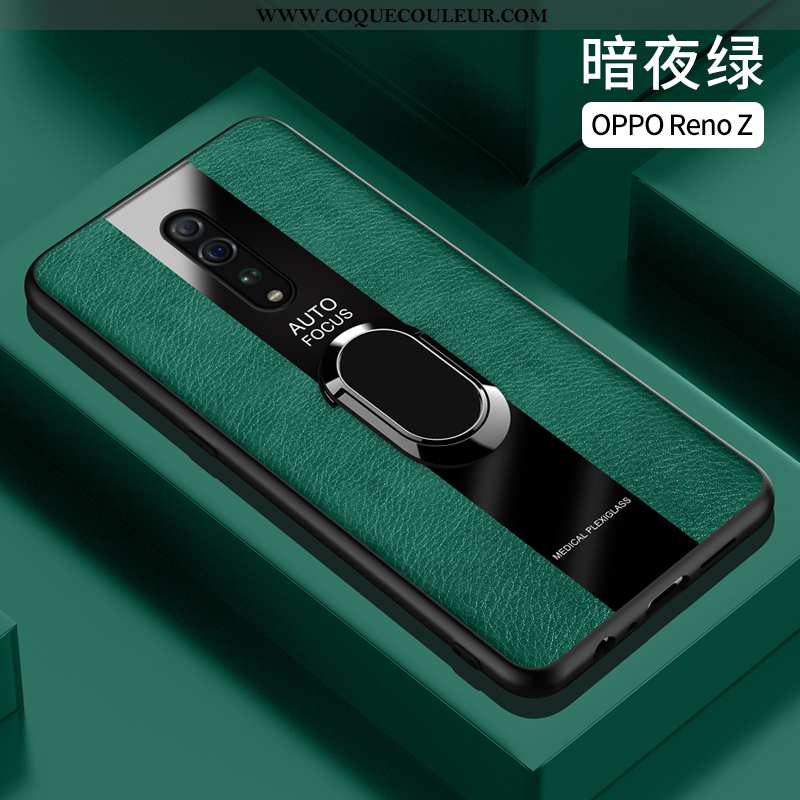 Housse Oppo Reno Z Cuir Silicone Anneau, Étui Oppo Reno Z Fluide Doux Support Orange