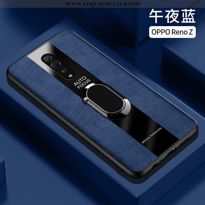 Housse Oppo Reno Z Cuir Silicone Anneau, Étui Oppo Reno Z Fluide Doux Support Orange