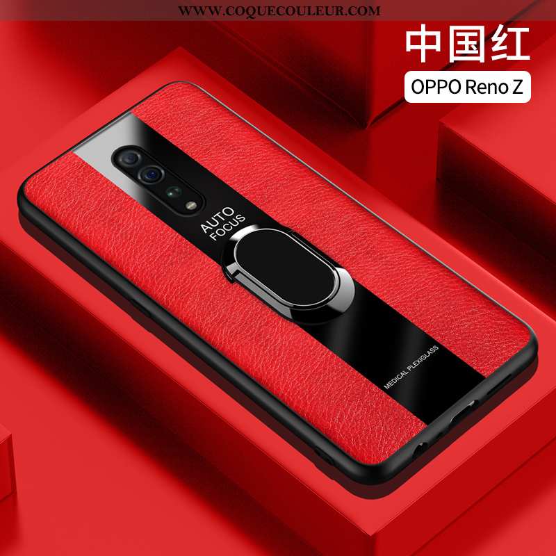 Housse Oppo Reno Z Cuir Silicone Anneau, Étui Oppo Reno Z Fluide Doux Support Orange